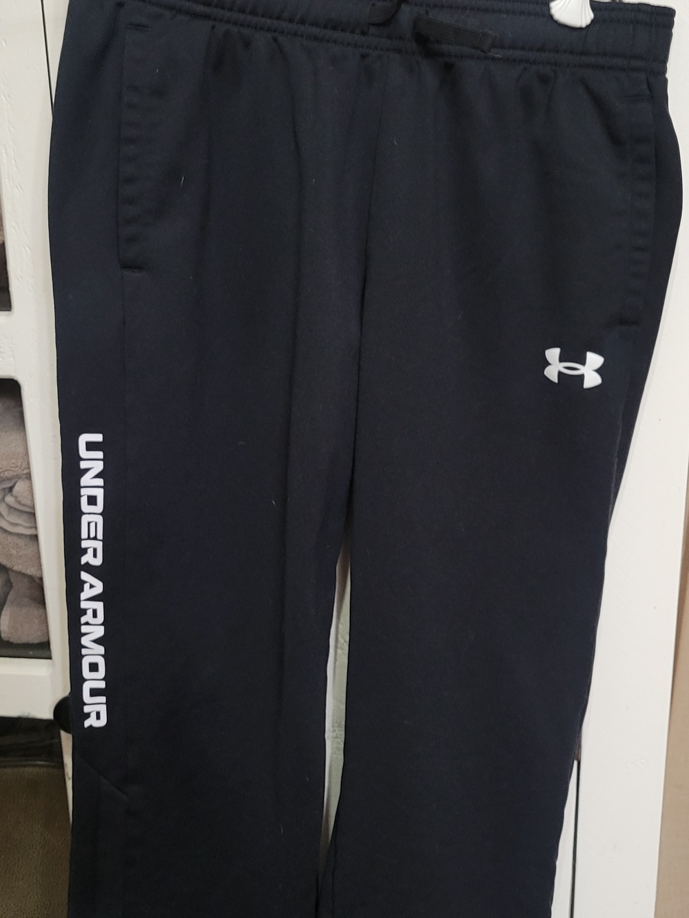 Under Armour Black Kids' Logo Sweatpants with White Branding